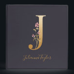Personalized Gold Blue Elegant Floral Monogram J 3 Ring Binder<br><div class="desc">Personalized Gold Blue Elegant Floral Monogram J Binder *For this design, each letter has its own listing but you customize your name by clicking on "personalize this template." I am working on adding more letters; if yours is not listed yet, please message me and I can list it for you....</div>