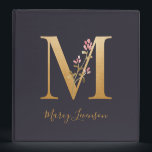 Personalized Gold Blue Elegant Floral Monogram M 3 Ring Binder<br><div class="desc">Personalized Gold Blue Elegant Floral Monogram M Binder *For this design, each letter has its own listing but you customize your name by clicking on "personalize this template." I am working on adding more letters; if yours is not listed yet, please message me and I can list it for you....</div>