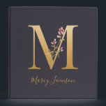 Personalized Gold Blue Elegant Floral Monogram M 3 Ring Binder<br><div class="desc">Personalized Gold Blue Elegant Floral Monogram M Binder *For this design, each letter has its own listing but you customize your name by clicking on "personalize this template." I am working on adding more letters; if yours is not listed yet, please message me and I can list it for you....</div>
