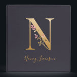 Personalized Gold Blue Elegant Floral Monogram N 3 Ring Binder<br><div class="desc">Personalized Gold Blue Elegant Floral Monogram N Binder *For this design, each letter has its own listing but you customize your name by clicking on "personalize this template." I am working on adding more letters; if yours is not listed yet, please message me and I can list it for you....</div>