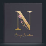 Personalized Gold Blue Elegant Floral Monogram N 3 Ring Binder<br><div class="desc">Personalized Gold Blue Elegant Floral Monogram N Binder *For this design, each letter has its own listing but you customize your name by clicking on "personalize this template." I am working on adding more letters; if yours is not listed yet, please message me and I can list it for you....</div>