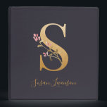 Personalized Gold Blue Elegant Floral Monogram S 3 Ring Binder<br><div class="desc">Personalized Gold Blue Elegant Floral Monogram S Binder ***For this design, each letter has its own listing but you customize your name by clicking on "personalize this template." I am working on adding more letters; if yours is not listed yet, please message me and I can list it for you....</div>