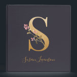 Personalized Gold Blue Elegant Floral Monogram S 3 Ring Binder<br><div class="desc">Personalized Gold Blue Elegant Floral Monogram S Binder ***For this design, each letter has its own listing but you customize your name by clicking on "personalize this template." I am working on adding more letters; if yours is not listed yet, please message me and I can list it for you....</div>