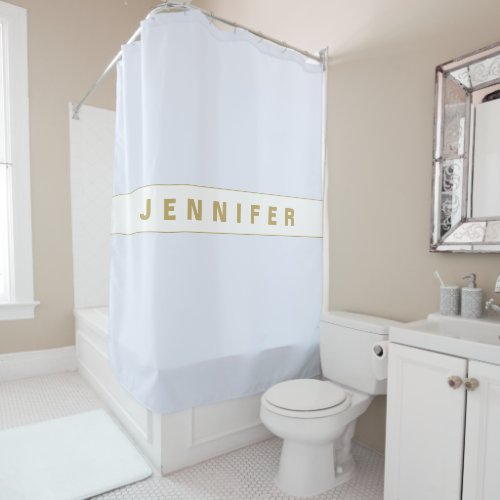 Personalized gold blue monogram  shower curtain