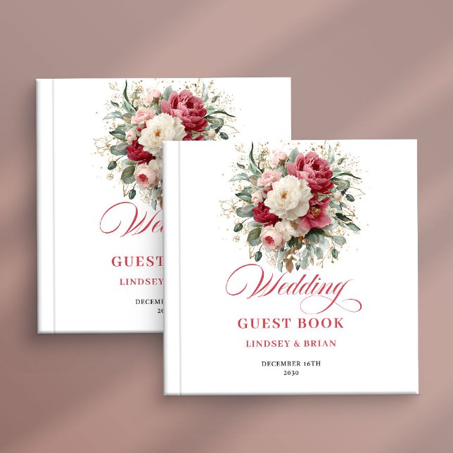 Personalized Gold Boho Wedding Guest Book Floral (Personalized Gold Boho Wedding Guest Book Floral)