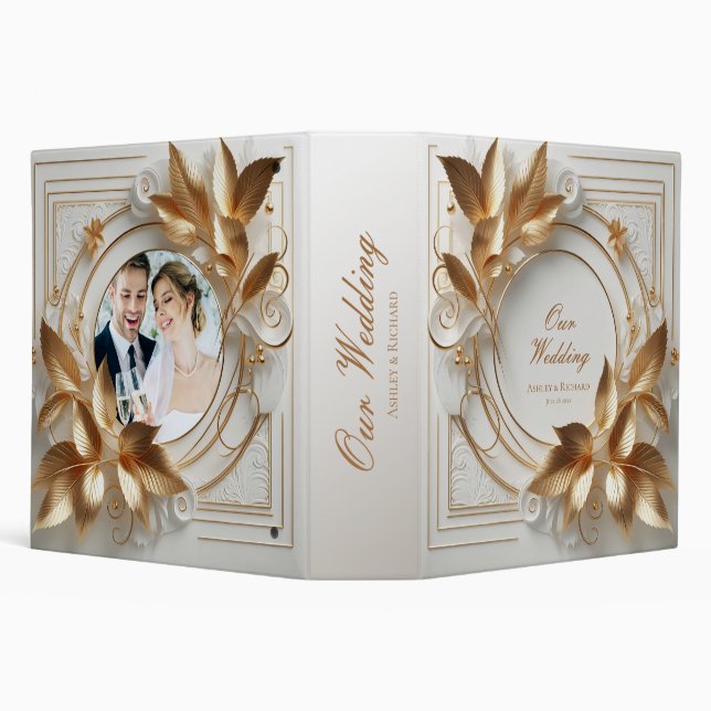 Personalized Gold Botanical Wedding Binder (Background)