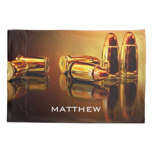 Personalized Gold Bullets Cartridges Shooting Pillow Case