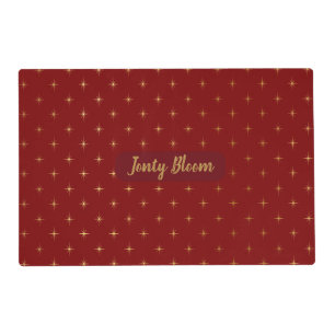Personalized Gold Burgundy Dotty Pet Food Placemat