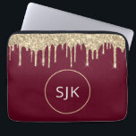 Personalized Gold Burgundy Red Glitter Monogram Laptop Sleeve<br><div class="desc">Personalized Gold and Burgundy Red Faux Glitter and Sparkle Elegant Monogrammed Initials Case. This case can be customized to include your initial and first name.</div>