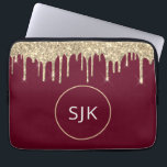 Personalized Gold Burgundy Red Glitter Monogram Laptop Sleeve<br><div class="desc">Personalized Gold and Burgundy Red Faux Glitter and Sparkle Elegant Monogrammed Initials Case. This case can be customized to include your initial and first name.</div>