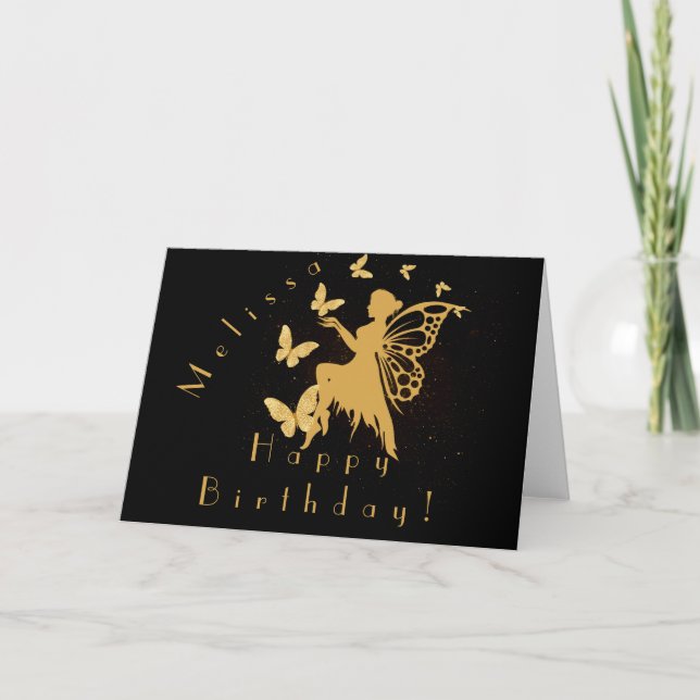 Personalized Gold Butterfly Fairy Cards (Front)
