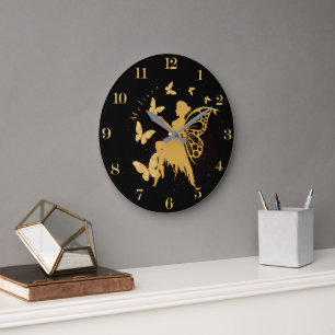 Personalized Gold Butterfly Fairy Large Clock