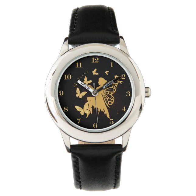 Personalized Gold Butterfly Fairy Watch (Front)