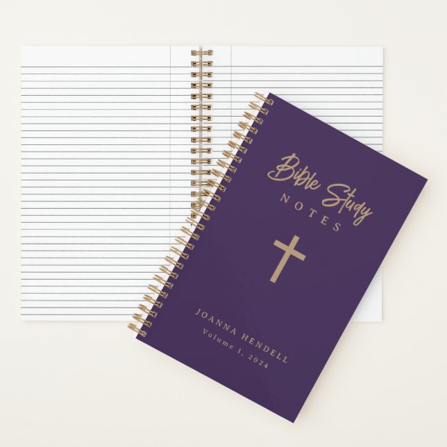 Personalized Gold Calligraphy Purple Bible Study Notebook (Inside)