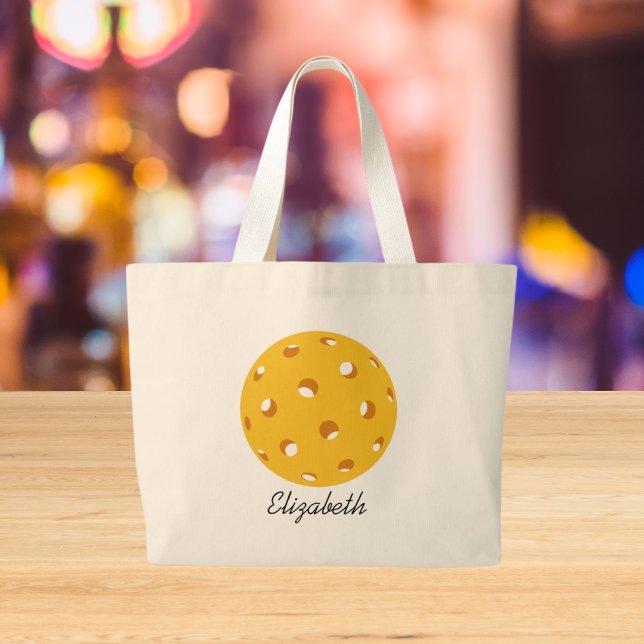 Personalized Gold Chic Pickleball Player Name Large Tote Bag (Creator Uploaded)