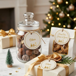 Personalized Gold Christmas Favor Tags