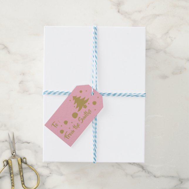 Personalized Gold Christmas  gift tags (With Twine)