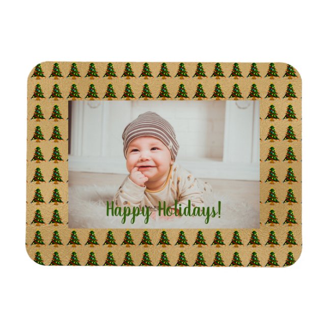 Personalized Gold Christmas Tree  Magnet (Horizontal)