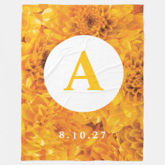 Personalized Gold Chrysanthemum Blanket