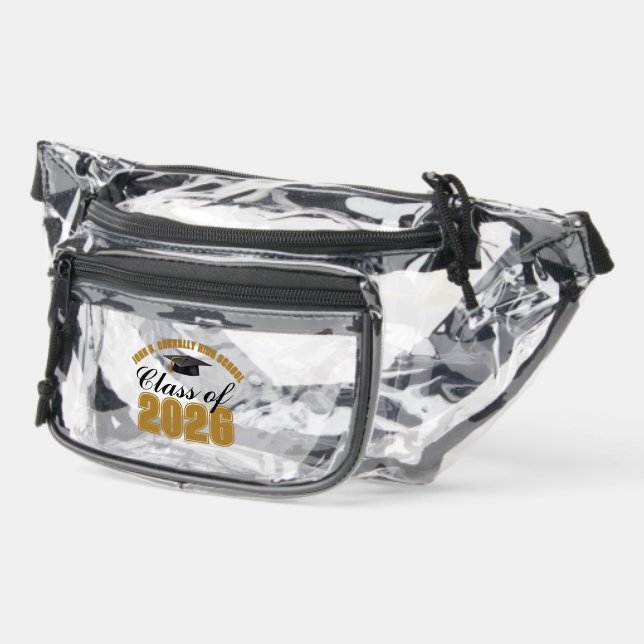 Personalized Gold Class of 2026 Graduation Clear Fanny Pack (Left)