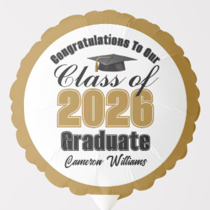 Personalized Gold Class of 2026 Graduation Party Balloon