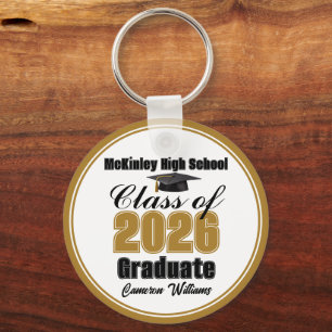 Personalized Gold Class of 2026 Graduation Party Keychain