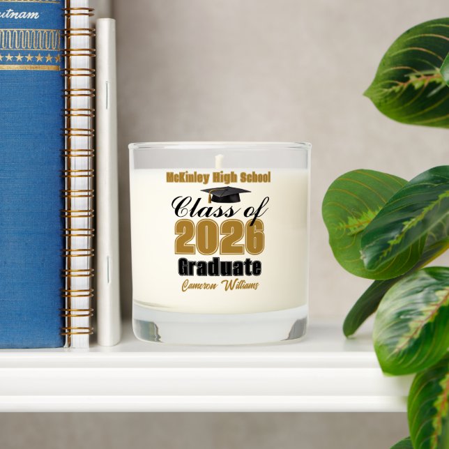Personalized Gold Class of 2026 Graduation Scented Candle (Shelf)