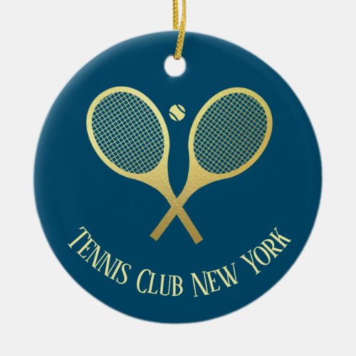 Personalized Gold Classic Tennis Club Rackets  Ceramic Ornament