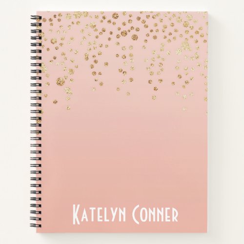 Personalized Gold Confetti Notebook