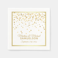 Personalized Gold Confetti Wedding Disposable Paper Napkin