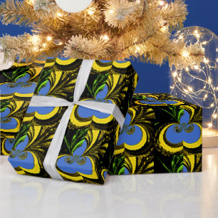 Personalized Gold cool wrapping paper Blue design