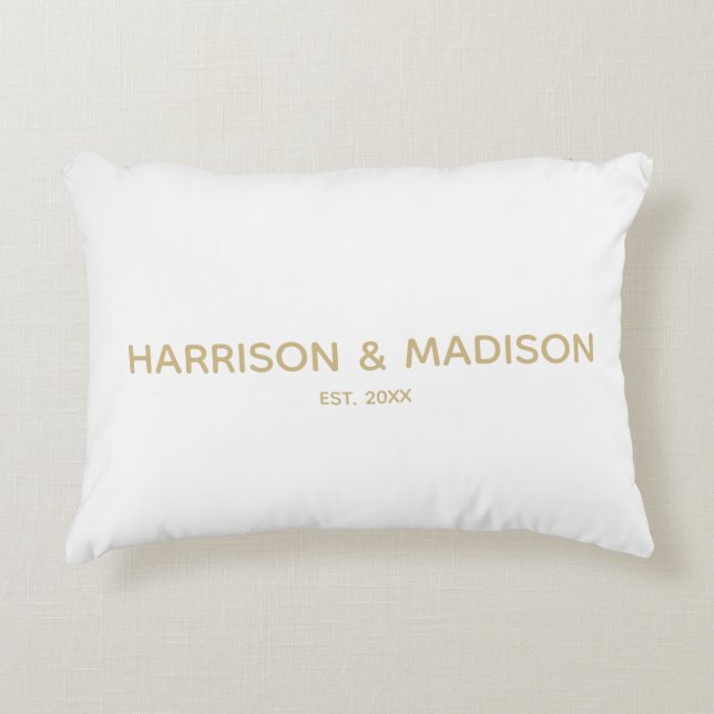 Personalized gold couples name date Wedding Accent Pillow (Front)