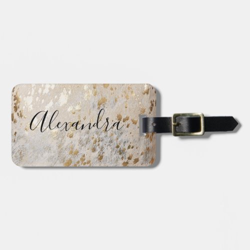 Personalized Gold Cowhide Print Luggage Tag