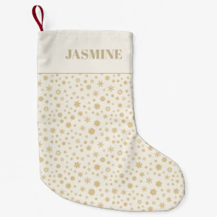 Personalized Gold Cream Snowflakes Christmas Small Christmas Stocking