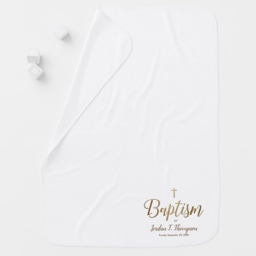 Personalized Gold Cross Baby Baptism Bible Passage Baby Blanket