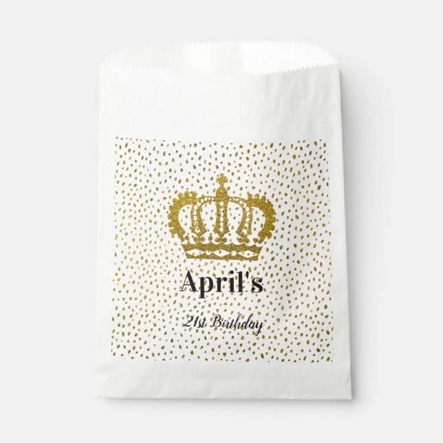 Personalized Gold Crown Birthday Favor Bag (Front)