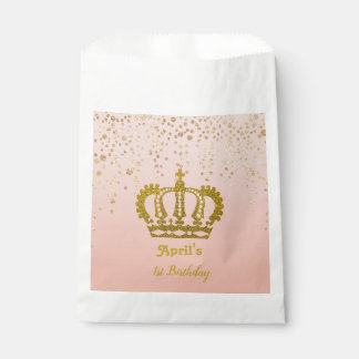Personalized Gold Crown Birthday Favor Bag