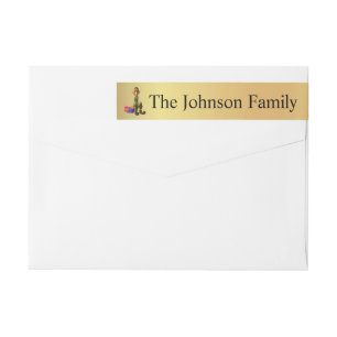 Personalized Gold Cute Elf on Gifts Return Address Wrap Around Label