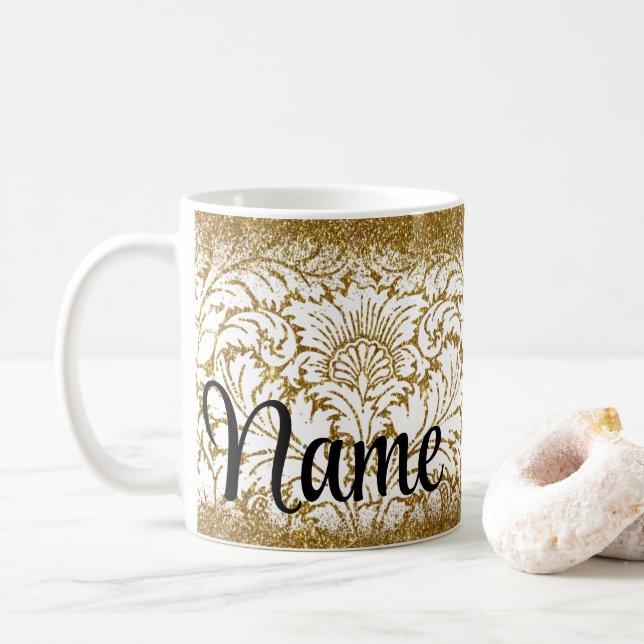 Personalized Gold Design Coffee Mug Cup (With Donut)