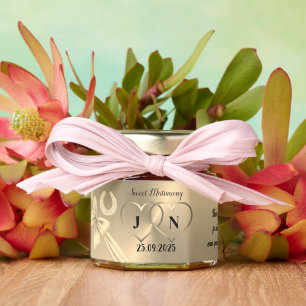Personalized Gold Design Wedding  Honey Jar Favors