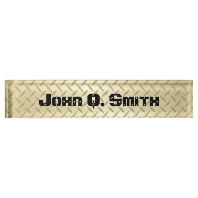 Personalized Gold Diamond Plate Nameplate (Front)