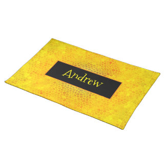 Personalized Gold Dinosaur Hide Cloth Placemat