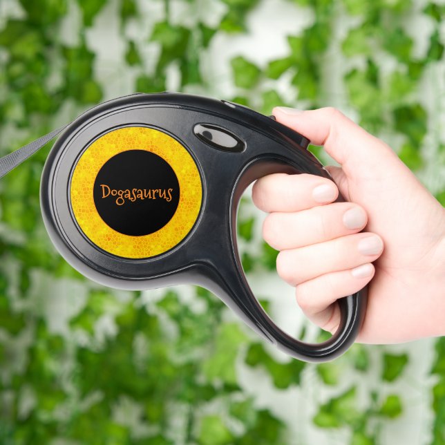 Personalized Gold Dinosaur Hide  Retractable Pet Leash (Hand)