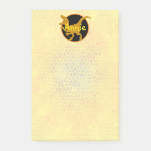 Personalized Gold Dinosaur Post-it Notes