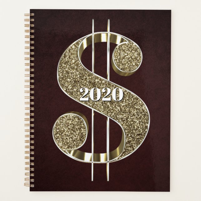 Personalized Gold Dollar Sign Planner (Front)