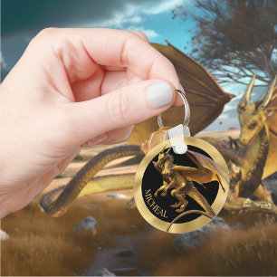 Personalized Gold Dragon Fantasy Keychain