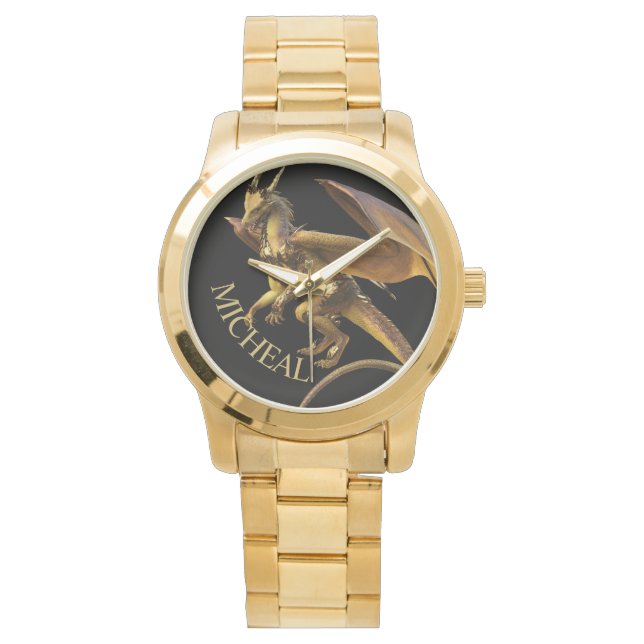 Personalized Gold Dragon Fantasy  Watch (Front)