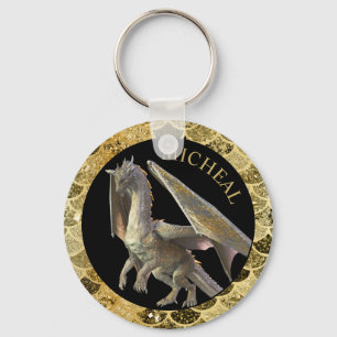 Personalized Gold Dragon Keychain