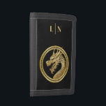 Personalized Gold Dragon- Trifold Wallet<br><div class="desc">Introducing this Gold Dragon Monogram Wallet – a seamless blend of individuality and cultural symbolism, inspired by the 2024 Chinese New Year, the Year of the Dragon. This exquisite wallet features a gold dragon alongside a personalized monogram, creating a distinctive and meaningful design. Crafted with precision and using high-quality materials,...</div>