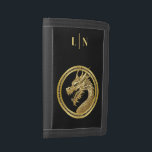 Personalized Gold Dragon- Trifold Wallet<br><div class="desc">Introducing this Gold Dragon Monogram Wallet – a seamless blend of individuality and cultural symbolism, inspired by the 2024 Chinese New Year, the Year of the Dragon. This exquisite wallet features a gold dragon alongside a personalized monogram, creating a distinctive and meaningful design. Crafted with precision and using high-quality materials,...</div>